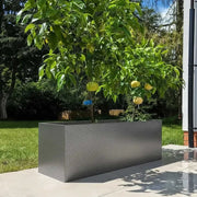 120cm Zinc Galvanised Silver & Black Textured Trough Planter